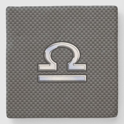 炭素繊維〔占星術の〕十二宮図上のライブラリプリント ストーンコースター (正面)