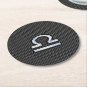 炭素繊維〔占星術の〕十二宮図上のライブラリプリント ラウンドペーパーコースター (アングル)