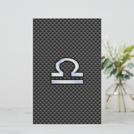 炭素繊維〔占星術の〕十二宮図上のライブラリプリント 便箋 (スタンド正面)