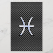 炭素繊維〔占星術の〕十二宮図上の魚座プリント 便箋 (正面)
