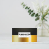 炭素繊維 | 金ゴールドメタリックカラーブロック 名刺 (スタンド正面)