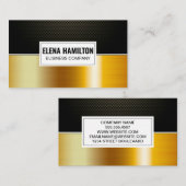 炭素繊維 | 金ゴールドメタリックカラーブロック 名刺 (正面/裏面)