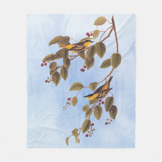 炭酸入りウグイス小鳥 フリースブランケット (正面)