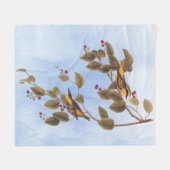 炭酸入りウグイス小鳥 フリースブランケット (正面(横))