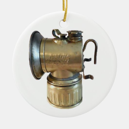 炭鉱作業員のアセチレンランプ セラミックオーナメント (正面)