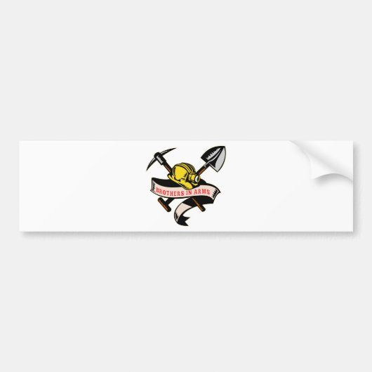 炭鉱作業員の帽子のシャベル踏鋤つるはし鉱山 バンパーステッカー (正面)