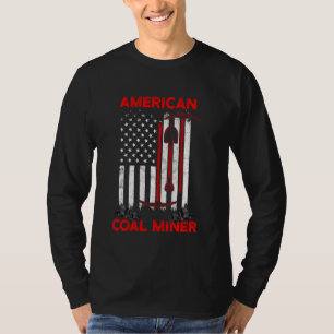 炭鉱労働者の米国フラグおもしろい鉱山労働者 Tシャツ