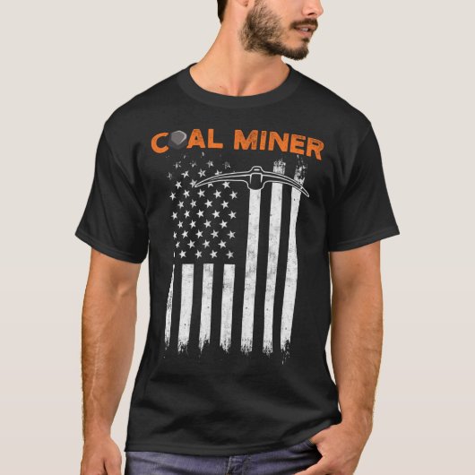 炭鉱労働者旗ツールアメリカ採鉱鉱山労働者 Tシャツ (正面)