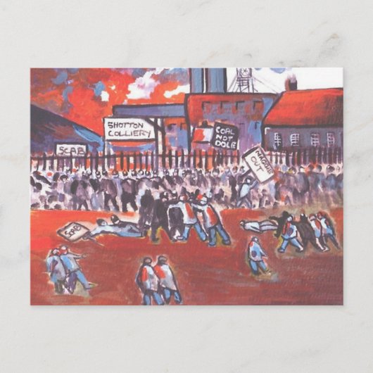 炭鉱夫が1984年頃に襲い掛かる ポストカード (正面)