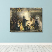 炭鉱夫の小屋インテリア キャンバスプリント (インサイチュ (ウッドフロア))