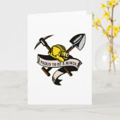 炭鉱夫の帽子のシャベルスペードのピッカックススクロール カード (黄色い花)