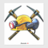 炭鉱夫ハードハットヘッドランプがピック軸を横切る シール (シート)