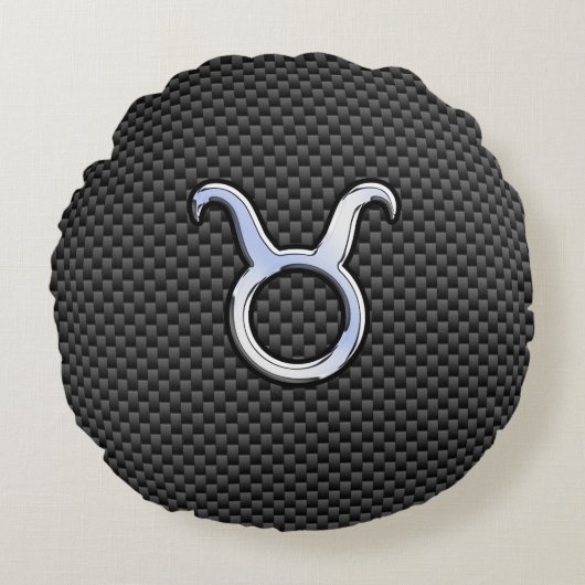 炭〔占星術の〕十二宮図上タウラスプリント ラウンドクッション (正面)