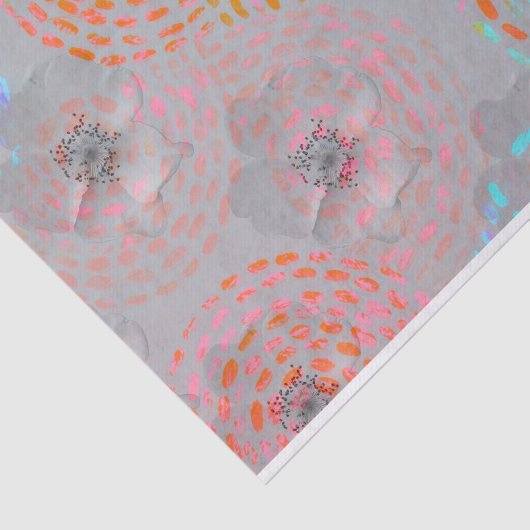 点々のあるで写実的なラインが付いているカラフルな花模様 薄葉紙 (詳細)