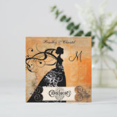 点々のあるなオレンジシャーベットのシルエットの花嫁の招待状 招待状 (スタンド正面)