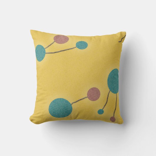 点々のあるなレトロの宇宙黄色 クッション (正面)