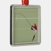 点々のあるなtouchに球を蹴っているラグビープレーヤー メタルオーナメント (右)