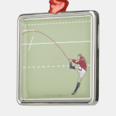 点々のあるなtouchに球を蹴っているラグビープレーヤー メタルオーナメント (左)