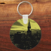 点々のあるイエローブラックニューヨークシティ キーホルダー (正面)