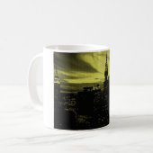 点々のあるイエローブラックニューヨークシティ コーヒーマグカップ (正面左)