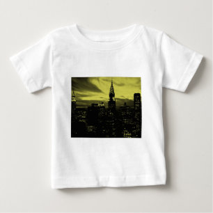 点々のあるイエローブラックニューヨークシティ ベビーTシャツ