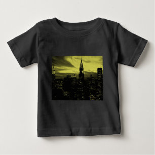 点々のあるイエローブラックニューヨークシティ ベビーTシャツ