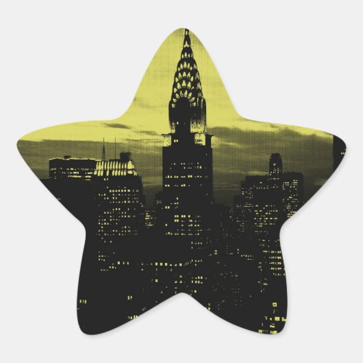 点々のあるイエローブラックニューヨークシティ 星シール (正面)