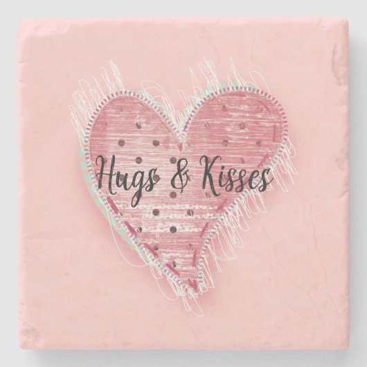 点々のあるハート ストーンコースター (正面)