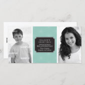 点々のあるフローラフレームフォトカード シーズンカード (正面/裏面)