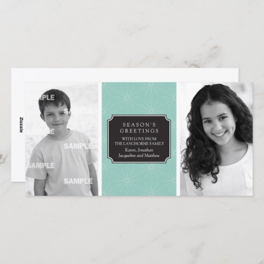 点々のあるフローラフレームフォトカード シーズンカード (正面/裏面)