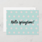 点々のある春デザイン |パステルターコイズ ポストカード (正面/裏面)