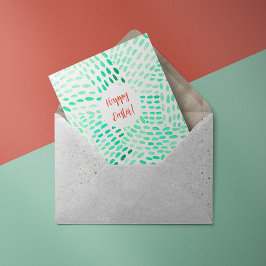 点々のある線の緑のパターン復活祭カード シーズンカード