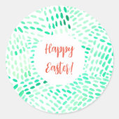 点々のある線の緑のパターン復活祭ステッカー ラウンドシール (正面)