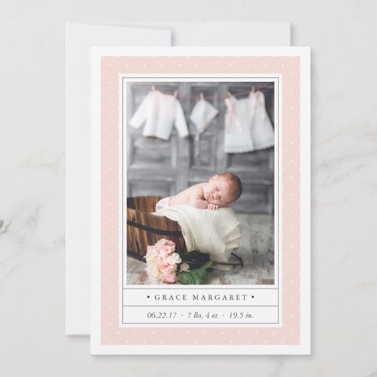 点々のある赤面 |両面出産のお知らせ 案内状 (正面)