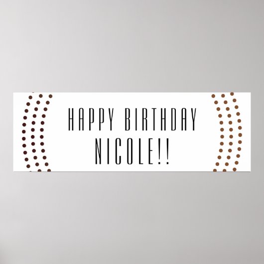 点々のある金ゴールド円ドットモダンパーティーバナー ポスター (正面)