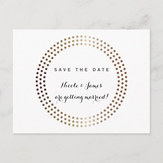 点々のある金ゴールド円モダン日付はがきを保存 案内ポストカード (正面)