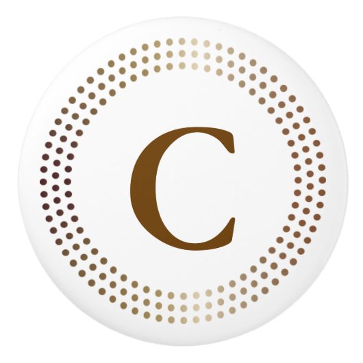 点々のある金ゴールド円モダン点グラムデコール セラミックノブ (正面)