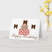 点およびストライプのケーキ カード (黄色い花)