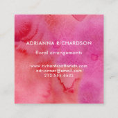 点が付いている粋なピンクおよび赤い水彩画 スクエア名刺 (裏面)