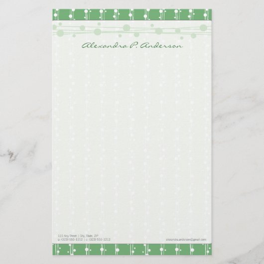 点とストロー鮮やかグリカスタマイズ文具 便箋 (正面)