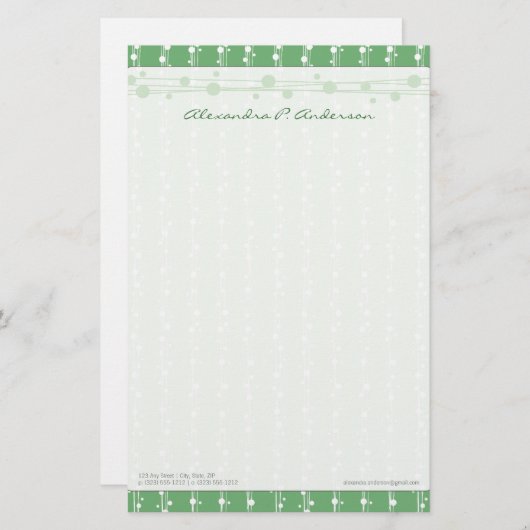 点とストロー鮮やかグリカスタマイズ文具 便箋 (正面/裏面)