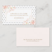 点とピンクの水彩の花を花にかける 名刺 (正面/裏面)