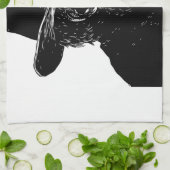 点と線のポートレート：ワイズ老人喫煙パイプ キッチンタオル (折り畳み)