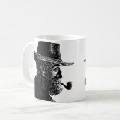 点と線のポートレート：ワイズ老人喫煙パイプ コーヒーマグカップ (正面左)
