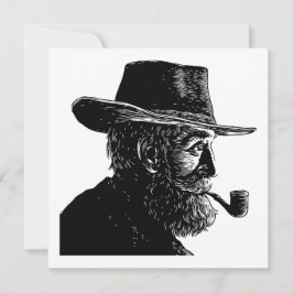 点と線のポートレート：ワイズ老人喫煙パイプ シーズンカード