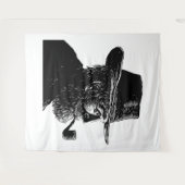 点と線のポートレート:ワイズ老人喫煙パイプ タペストリー (正面(横))