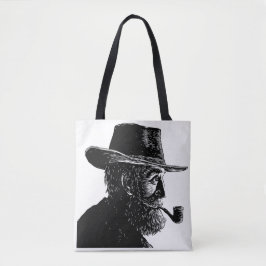点と線のポートレート：ワイズ老人喫煙パイプ トートバッグ