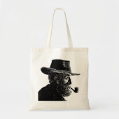 点と線のポートレート：ワイズ老人喫煙パイプ トートバッグ (正面)