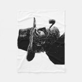 点と線のポートレート：ワイズ老人喫煙パイプ フリースブランケット (正面)