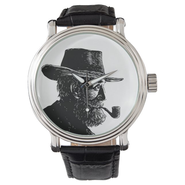 点と線のポートレート：ワイズ老人喫煙パイプ 腕時計 (正面)